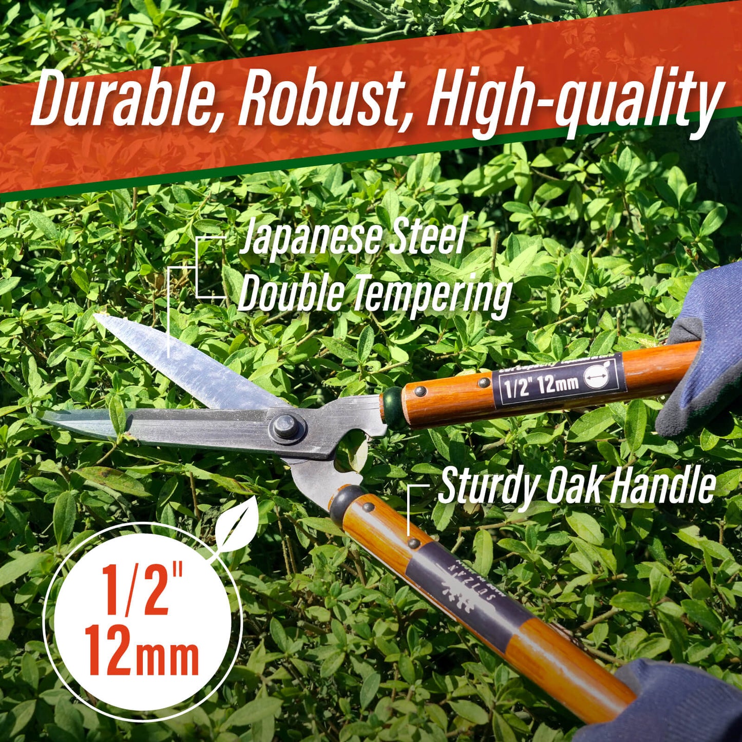 SUIZAN Japanese Hedge Shears 21.3" - Professional Garden Clippers for Precise Trimming
